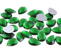 Allstarco 25x18mm Green Peridot H120 Flat Back Teardrop Acrylic Rhinestones Plastic Gems for Jewelry Making Costume Jewels Cosplay Card Making Embelishments Decor Crafts 20 Pieces
