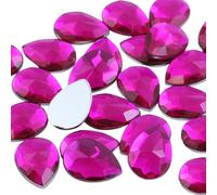 Allstarco 25x18mm Pink Fuchsia H108 Flat Back Teardrop Acrylic Rhinestones Plastic Gems for Jewelry Making Costume Jewels Cosplay Card Making Embelishments Decor Crafts 20 Pieces