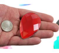 Allstarco 62x42mm Extra Large Flat Back Teardrop Acrylic Rhinestones Plastic Gems for Jewelry Making Costume Jewels Cosplay Card Making Embelishments Decor Crafts - 2 Pieces (Red Ruby H103)