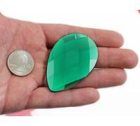 Allstarco 62x42mm Extra Large Flat Back Teardrop Acrylic Rhinestones Plastic Gems for Jewelry Making Costume Jewels Cosplay Card Making Embelishments Decor Crafts - 2 Pieces (Green Emerald H106)