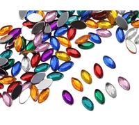 Allstarco 8x4mm Assorted Colors Tiny Navette Flat Back Acrylic Rhinestones Marquise Gems for Crafts Horse Eye Costume Embelishments Card Making Jewels Jewelry Making Cosplay Jewels - 300 Pieces