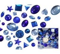 Allstarco Blue Crafting Gems in Bulk, Sapphire Acrylic Flatback rhinestones, Assorted Sizes & Shapes, Cosplay Embellishments, Jewels For Jewelry - Small Pack (3.2oz)