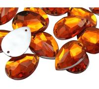 Allstarco CH08 Lot de 50 perles à coudre en forme de goutte d'eau à dos plat pour travaux manuels, strass acryliques avec trous pour couture, vêtements, embellissements de costumes, 18 x 13 mm