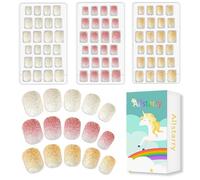 Allstarry 72pcs 3 pack Children Nails Press on Pre-glue Full Cover Glitter Press on Nails Shimmer Nail Short False Nail Kits Lovely Gift for Children Little Girls Nail Art - Shimmer Glitter