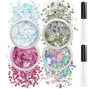Allstarry holographique gros corps paillettes 4 couleurs licorne Rave accessoires avec colle corporelle pour les femmes maquillage ongles bricolage artisanat