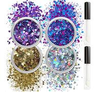 Allstarry holographique gros corps paillettes 4 couleurs sirène Rave accessoires avec colle corporelle pour les femmes maquillage ongles bricolage artisanat