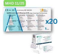 Alltest COVID & Influenza A+B Test rapide d'antigène (prélèvement nasal, test amateur) 20 pièces MHD 11/25| Test unique | ID : 2099 | Tests parahealth GRATUITS (5 pièces, MHD 12/25)