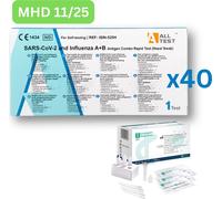 Alltest COVID & Influenza A+B Test rapide d'antigène (prélèvement nasal, test amateur) 40 pièces MHD 11/25| Test unique | ID : 2099 | Tests parahealth GRATUITS (5 pièces, MHD 12/25)