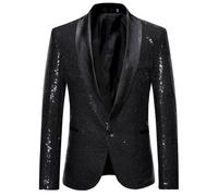 ALLTHEMEN Blazer Homme Luxe d'affaires décontraction Couleur Unique Veste de Costume Noir L