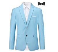 Allthemen Blazer Homme Veste de Costume avec Cravate Slim Fit Deux Bouton d'affaire Blazer Veston Homme Elégant Formel pour Mariage Business Dîner Bleu 3XL