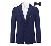 Allthemen Blazer Homme Veste de Costume avec Cravate Slim Fit Deux Bouton d'affaire Blazer Veston Homme Elégant Formel pour Mariage Business Dîner Bleu Marine 3XL