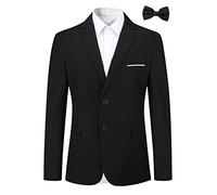 Allthemen Blazer Homme Veste de Costume avec Cravate Slim Fit Deux Bouton d'affaire Blazer Veston Homme Elégant Formel pour Mariage Business Dîner Noir XL