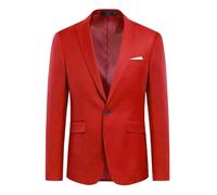 Allthemen Blazer pour Homme avec Fente Arrière à Un Bouton Veste de Costume d'affaires Couleur Unie Rouge XL