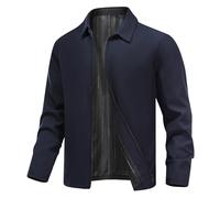 Allthemen Blouson Homme mi Saison Casual Bomber Jacket Léger Zip Veste Manches Longues Business Printemps Eté Navy XXL