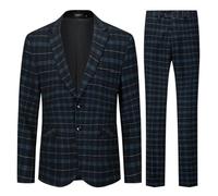 Allthemen Costume Homme 2 Pièces à Carreaux Tuxedo Slim Fit Casual Deux Boutons d'affaire Mariage Noir XL