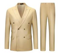 Allthemen Costume Homme 2 pièces à Double Boutonnage Veste Formel Colour Uni Casual pour Mariage Beige M