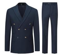 Allthemen Costume Homme 2 pièces à Double Boutonnage Veste Formel Colour Uni Casual pour Mariage Bleu Marine M