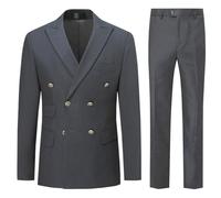 Allthemen Costume Homme 2 pièces à Double Boutonnage Veste Formel Colour Uni Casual pour Mariage Gris M