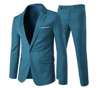 Allthemen Costume Homme Formel d'affaire de Couleur Uni à la Mode Slim Fit Deux pièces Bleu XS