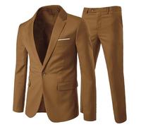 Allthemen Costume Homme Formel d'affaire de Couleur Uni à la Mode Slim Fit Deux pièces Kaki XL