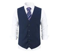 Allthemen Gilet Homme Elégant Mode Single-Breasted Veste sans Manches Slim Fit pour Business Bleu XXL