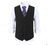 Allthemen Gilet Homme Elégant Mode Single-Breasted Veste sans Manches Slim Fit pour Business Noir XL