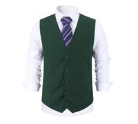 Allthemen Gilet Homme Elégant Mode Single-Breasted Veste sans Manches Slim Fit pour Business Vert XXXL