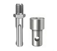 Allthingstore Adaptateur de tarière de terre en métal avec 4 options d'interface compatible avec clé, marteau électrique et conversion de perceuse, outil argenté (A)