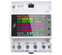 Allthingstore AT4PW Compteur d'électricité intelligent WiFi 100 A Montage sur rail DIN avec écran LCD, télécommande pour application SmartLife, prend en charge la surveillance de la tension et de