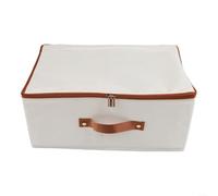 Allthingstore Boîte de rangement pliable de grande capacité avec couvercle, organiseur de vêtements anti-poussière pour armoire, poubelle en lin portable avec poignées renforcées (15 l)
