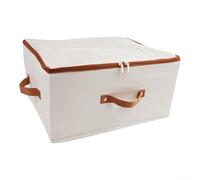 Allthingstore Boîte de rangement pliable de grande capacité avec couvercle, organiseur de vêtements anti-poussière pour armoire, poubelle en lin portable avec poignées renforcées (25 l)