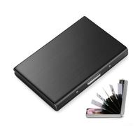 Allthingstore Boîtes à cartes de crédit en acier inoxydable avec protection, porte-accordéon à 6 emplacements pour cartes organisées, légères et compactes pour un usage quotidien professionnel (noir)