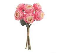 Allthingstore Bouquet de fleurs artificielles à six têtes pour décoration de mariage et d'intérieur, décoration polyvalente, composition florale, fleurs réalistes durables 38 x 21 cm (rose foncé)