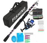 Allthingstore Canne à pêche télescopique portable extensible jusqu'à 180 cm compatible avec moulinet et leurres souples pour pêche en rivière