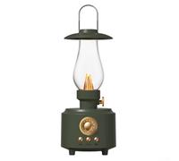 Allthingstore Haut-parleur BT sans fil avec lampe à kérosène classique, portable pour les activités de plein air et les besoins d'éclairage d'ambiance (gris vert)