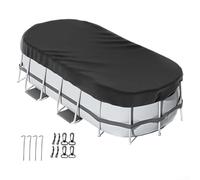 Allthingstore Housse de piscine ovale pour piscine d'hiver avec accessoires essentiels pour piscines hors sol, sécurise contre les conditions météorologiques - Noir