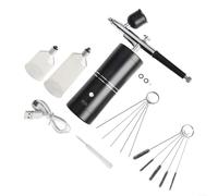 Allthingstore Kit aérographe portable sans fil avec pointe de 0,3 mm, pression réglable et 3 tailles de tasse pour peinture automobile (noir B)