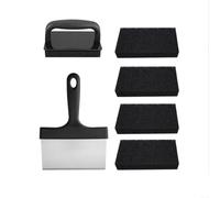 Allthingstore Kit de nettoyage de grille avec grattoir pour barbecue à dessus plat - Kit d'entretien professionnel avec brosse pour surfaces en acier inoxydable