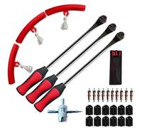 Allthingstore Kit d'outils de changement de pneu de moto avec protections de jantes, leviers de levier en acier forgé 3 pièces et outil de noyau de valve pour vélo tout-terrain