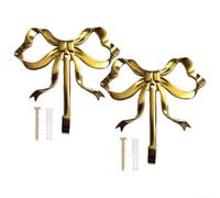 Allthingstore Lot de 2 crochets muraux décoratifs fonctionnels avec nœud papillon doré pour organiser les serviettes dans divers espaces (L x l)