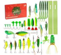 Allthingstore Lot de 24 leurres de pêche mélangés avec boîte cadeau d'appâts de pêche - Cadeau de Noël 2026 - Calendrier de l'Avent pour 24 jours
