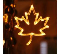 Allthingstore Lumières de fenêtre d'automne à piles avec citrouille et feuille d'érable LED pour décoration d'Halloween, Thanksgiving, 28 cm, blanc
