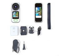 Allthingstore Petite caméra d'action 4K avec double écran HD et photos 12 MP pour vélo et moto tourisme, support magnétique portable (blanc)