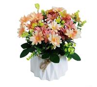 Allthingstore Pot de fleurs artificielles pour centre de table - Décoration d'intérieur - Blanc, orange, rose, rouge, rose clair - 17 cm de hauteur - Faible entretien - À faire soi-même (rose clair)