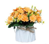 Allthingstore Pot de fleurs artificielles pour centre de table - Décoration d'intérieur - Blanc, orange, rose, rouge, rose clair - 17 cm de hauteur - Faible entretien - À faire soi-même (orange)