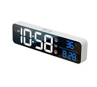 Allthingstore Réveil numérique LED rechargeable par USB avec grand écran d'affichage de la température, double alarme, luminosité réglable pour chambre à coucher, bureau (blanc)
