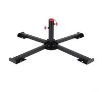 Allthingstore Support pliable pour sapin de Noël avec base en acier pour intérieur et extérieur mesurant jusqu'à 3 m de haut, montage sans outils, support en métal antirouille noir, 34 x 13 x 13 cm