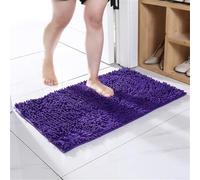 Allthingstore Tapis de bain chenille doux avec design antidérapant et haute capacité d'absorption, complément parfait à n'importe quelle salle de bain ou espace de vie (bleu violet)