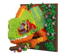 alltogetho Kit de construction d'art mural 3D caméléon - Plus de 2 800 micro mini blocs de lézard encadrés, peinture mosaïque à faire soi-même, décoration de bureau, cadeau naturel unique pour adultes