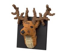 alltogetho Kit de construction murale 3D en forme de tête de cerf d'élan - Plus de 1 500 micro mini blocs de style nordique, décoration encadrée d'animaux de la forêt, cadeau unique de pendaison de